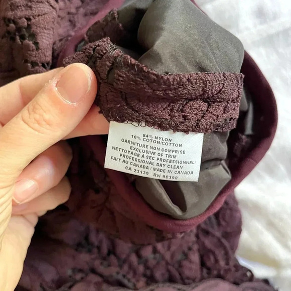 Judith & Charles Lace Sheath  Bodycon Midi Dress in Burgundy Size 10 - Picture 5 of 5